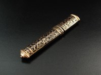 Lot 137 - A tortoiseshell pique work bodkin case, the...