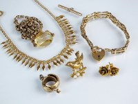 Lot 164 - A 9ct gold three bar gate link bracelet,...