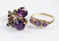 Lot 182 - A pair of amethyst set clip earrings, together...