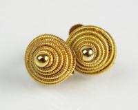 Lot 183 - A pair of 9ct gold stylised conical earrings,...