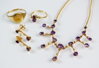 Lot 197 - A matched suite of amethyst set jewellery,...