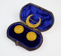 Lot 229 - A Victorian yellow metal crescent brooch, not...