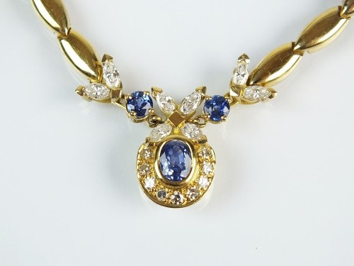 Lot 238 - A sapphire and diamond necklace, designed as a...