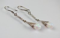 Lot 246 - A pair of Art Deco style opal and diamond ear...