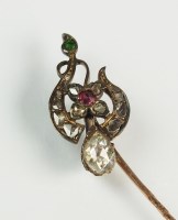 Lot 255 - A rose cut diamond set pin, designed as two...