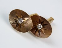 Lot 257 - A pair of 9ct gold diamond set cufflinks, each...