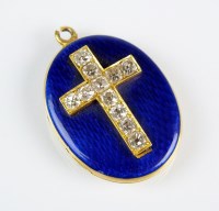 Lot 263 - A Victorian diamond and enamel mourning locket,...