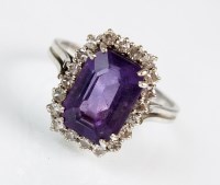 Lot 288 - An amethyst and diamond cluster ring, designed...