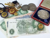 Lot 364 - Four crowns, dated 1696, 1821, 1889 and 1890,...