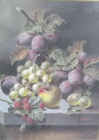 Lot 399 - Oliver Clare (1853-1927) Still Life of Grapes,...