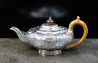 Lot 44 - A silver teapot, J Wrangham & William Moulson,...