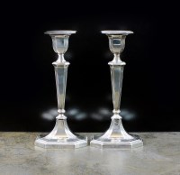 Lot 70 - A pair of Victorian silver candlesticks,...