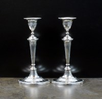 Lot 71 - A pair of silver candlesticks, J.W, Sheffield...