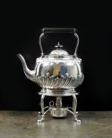 Lot 120 - A Victorian silver spirit kettle, stand and...