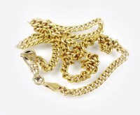 Lot 145 - A yellow metal curb link chain, with attached...