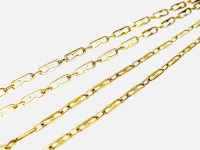 Lot 158 - A yellow metal elongated link necklace, the...