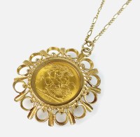 Lot 188 - A 1966 sovereign within 9ct gold pendant mount,...