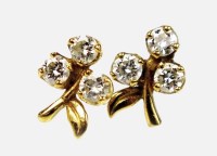 Lot 191 - A pair of 18ct gold diamond set clover leaf...