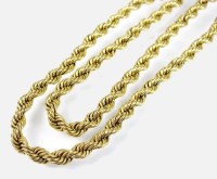 Lot 199 - A 9ct gold rope twist necklace, with bolt ring...