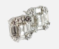 Lot 215 - A pair of diamond stud cluster earrings, each...