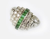 Lot 312 - An Art Deco emerald and diamond dress ring,...