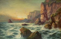 Lot 489 - William Langley (1852-1922) Coastal view at...