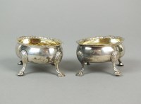 Lot 10 - A pair George III oval silver salts, Robert...
