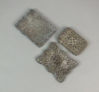 Lot 12 - Two white metal filigree card cases, together...