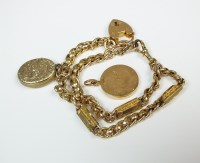 Lot 52 - A 9ct gold double strand bracelet, with 15ct...
