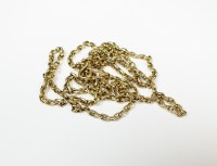 Lot 68 - A yellow metal chain, with attached swivel,...