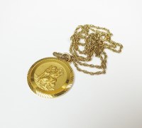 Lot 69 - A 9ct gold St Christopher's pendant, suspended...