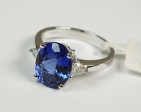 Lot 75 - A 14ct white gold tanzanite and diamond...