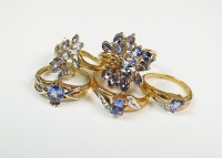 Lot 83 - Two 9ct yellow and white gold tanzanite and...