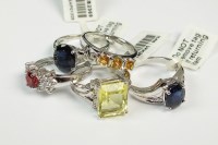 Lot 93 - A collection of five 9ct white gold stone set...