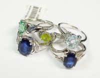 Lot 94 - Two 9ct white gold kyanite and diamond cluster...