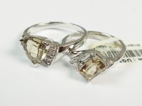 Lot 96 - Two 18ct white gold zultanite and diamond...