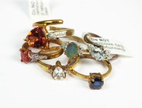 Lot 115 - A collection of six 9ct yellow gold stone set...