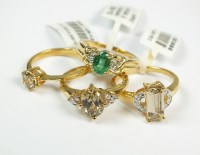 Lot 120 - Three 18ct yellow gold zultanite rings...