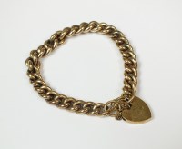 Lot 142 - A 9ct gold curb link bracelet, with heart...