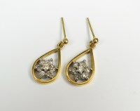 Lot 150 - A pair of diamond set ear pendants, each...