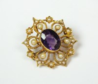 Lot 159 - An early 20th century amethyst and seed pearl...