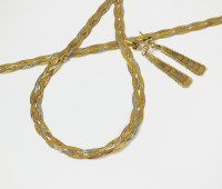 Lot 168 - A 9ct tri-coloured gold plaited necklace,...