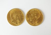 Lot 209 - An Edward VII sovereign, dated 1909, together...