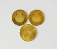 Lot 212 - Three gold coins, comprising; an Austrian 20...