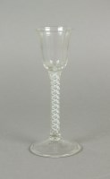 Lot 238 - A wine glass, 18th century, the round funnel...