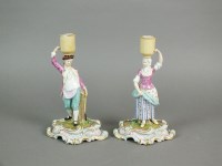 Lot 270 - A pair of Meissen porcelain figural...