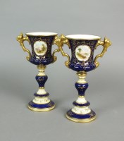 Lot 279 - A pair of Coalport porcelain cobalt and gilt...