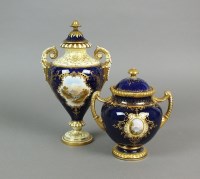 Lot 282 - A Coalport porcelain cobalt and gilt two...