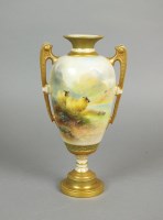 Lot 286 - A Royal Worcester two handled vase painted by...