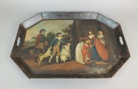 Lot 322 - A tole peinte canted rectangular tray, 19th...